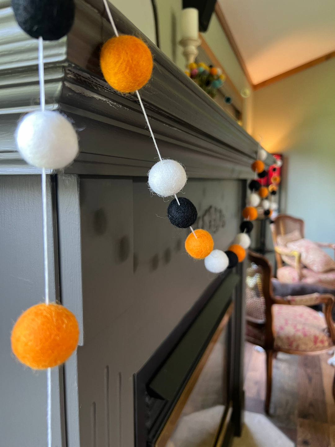 Halloween Felt Wool ball Garland