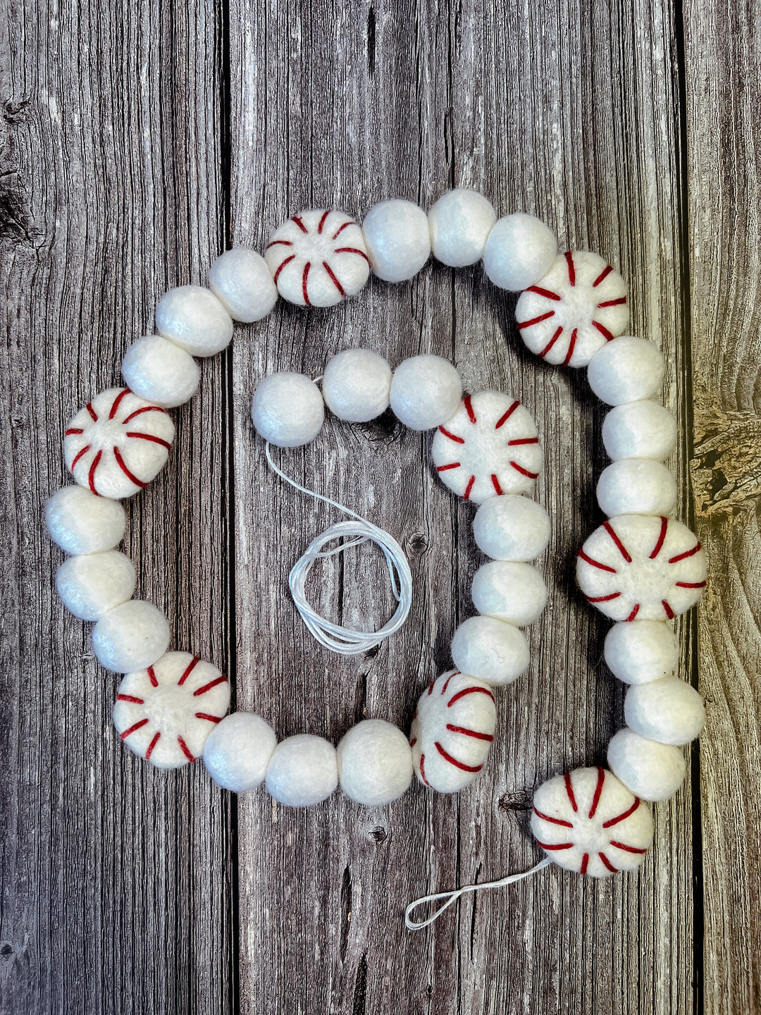 White Peppermint Cheer Festive Garland