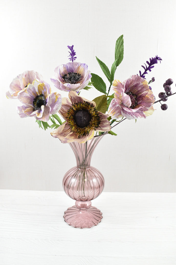 Paper Anenome, Berry, Lavender Bouquet - One Available , Paper Bouquet