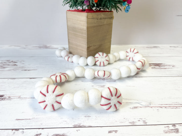 White Peppermint Cheer Festive Garland