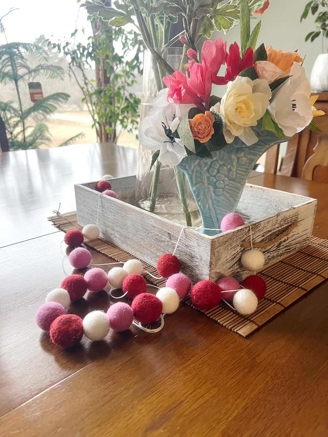 Valentine Felt Ball Pom Pom Garland Banner