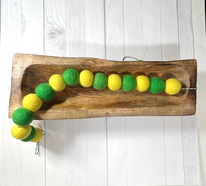 Green & Gold Felt Ball Garland